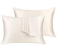 Victivic 100% Silk Pillow Cases 2 Pack, Mulberry Silk Pillowcase for Hair and Skin with Hidden Zipper, Soft Breathable Smooth Cooling Silk Pillowcase for Sleeping Women (Buff Beige, Queen)
