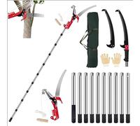 Victoam 2 in 1 Manual Pole Saw, 82-426cm Telescopic Tree Pruner, Stainless Steel Manual Tree Loppers Long Reach Pruner for Yard Garden Patios (10 Splicing Rods+2 Blades)