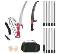 Victoam 2 in 1 Pole Saw, 14Ft Pruning Saw Tree Loppers, 10 Rods+2 Blades | Manual Telescopic Tree Loppers Stainless Steel Long Reach Pruner for Yard Garden Patios