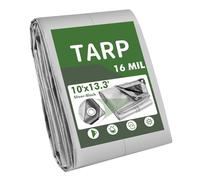 Victoam 3m x 4m Thickened for Durability Tarpaulin Waterproof, Heavy Duty Tarp Sheet Cover 320GSM Thickness 16Mil with Reinforced Grommets, Tarpaulin for Rooftop Camping Patio Pool Boat