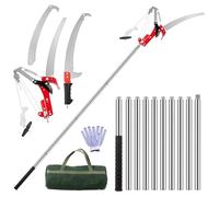 Victoam Manual Tree Loppers, 0.8m-4.26m Telescopic Tree Pruner, Stainless Steel Long Reach Pruner for Yard Garden and Patios Trees (10 Splicing Rods+3 Blades)