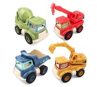 victob 4 Pack Construction Toys for 3 4 5 6 7 Years Old Boys Girls Kids Toddlers, Friction Powered Sand Toys, Excavator, Crane, Dump Truck, Cement Mixer Truck Toy Christmas Birthday Gifts
