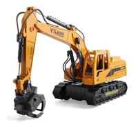 victob ABS Diecast Logging Truck Toy for Boys Ages 3-12, Friction Powered Metal Construction Vehicle with 360° Rotating Cab & Movable Arm, Birthday Gift for Children