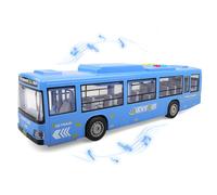 victob Bus Toy for Toddler Boys and Girls - with Lights and Sounds, Friction-Powered Wheels Light Up Toy Bus, Side Doors Open, Christmas and Birthday Gift 3 4 5 6 Years Old Kids, Blue