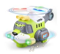 victob Helicopter Toy for Kids with Lights & Sounds, Automatic Bump & Go Action, 360° Rotation Airplane Toys, Birthday Gifts for Boys Girls 3 4 5 6 Years Old, Green