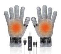 Victop USB Heated Gloves for Men Women, Heating Mittens Full Finger Knitted Heating Gloves Knitting Mittens Touchscreen Laptop Glove Hands Warmer Glove Winter for Indoor Outdoor (Gray)