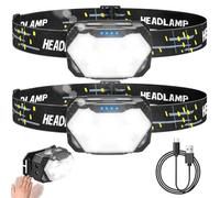 Victoper 2 Pack Head Torch Rechargeable, 9 LEDs Super Bright 3500L Headlamp with 7 Light Modes, Sensor Control, Waterproof, Long Battery Life for Hiking, Cycling, Camping, Gift for Kids & Adults