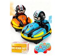 Victoper 2 Pack RC Bumper Cars for Kids,Rechargeable Kids Remote Control Cars with Spray,LED Lights & Music,360° Rotation, for Boys and Girls