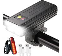 Victoper 2025 Upgraded Bike Lights Front and Rear, 5000 Lumen Super Bright 5-LED USB Rechargeable Set, IPX6 Waterproof, 5 Modes for Road & Mountain Night Riding