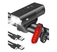 Victoper Bike Light, 6+4 Modes USB Rechargeable Bike Headlight & Tail Light Set, High Lumens Super Bright Bicycle Light, Digital Display Waterproof Bike Lights Front and Back for Night Riding