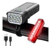 Victoper Bike Lights Front And Back, 2024 Upgrade Super Bright 8000 Lumen 8LED Bicycle Durable IPX5 Waterproof USB Rechargeable 5 Modes Set For Road Mountain Night Riding,Black
