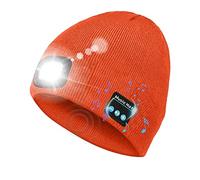 Victoper Gifts for Men, Bluetooth Beanie Hat with Light Upgraded V5.0 Bluetooth Hat with Torch Built in for Winter Running Wireless Music Beanie USB Rechargeable Gifts Stocking Fillers for Men Orange