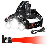 Victoper Head Torch (Upgrade Design), Zoomable Head Tools with 4 Modes and Red Warning, 6000 Lumen Super Bright, Hands-Free, Rechargeable,for Running, Camping, Fishing, Hiking, Waterproof