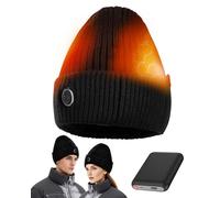 Victoper Heated Hat for Men USB Rechargeable Heated Beanie with 5000mAh Battery, 3 Heat Levels, Christmas Stocking Fillers Gifts for Men Dad Mens, Winter Hat for Hiking, Outdoor Sports Black