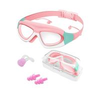 Victoper Kids Swimming Goggles 4-16 years, Upgraded Design Anti-Fog Anti-UV Wide Clear View Soft Silicone Adjustable Swimming Goggles with Ear&Nose Plug for Girls Champagne