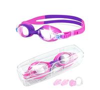 Victoper Kids Swimming Goggles 6-14 years, Waterproof HD Anti Fog No Leaking Wide Vision Soft Silicone Quick Adjust Split Yoke Comfort Strap, Girls Swimming Goggles Pink