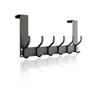 Victoper Over Door Hook Hanger 12 Hooks, Assembly-Free Matte Texture Over Door Hanger for Clothes Coat Towel Bag Robe Bathroom Door Hooks Black