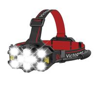 Victoper Rechargeable Head Torch with Upgraded 11 LED, 25,000 Lumen Super Bright Headlamp, 12+12 Modes, Waterproof, Gesture Sensing Hands-Free Light for Camping, Running, Fishing, and Hiking RED