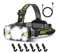 Victoper Rechargeable LED Head Torch - 12 LED, 12 Modes, Gesture Sensing, IPX5 Waterproof, Adjustable Angle Headlamp