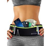 Victoper Running Belt, Unisex Waterproof Waist Strap,Running Phone Holders Comfortable and Adjustable Waistband Running Belt with Reflective Strip and Headphone Hole, Running, Travel Workout, Black