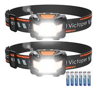 Victoper Running Head Torch - Super Bright Head Light Lightweight Headlamp with Adjustable 4 Modes IPX5 Waterproof Running Fishing Camping Hiking Kids Adults 2 Pack [Energy Class A+++]