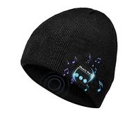 Victoper Stocking Fillers for Men Bluetooth Beanie Hat, V5.0 Bluetooth Hat for Winter Running, Wireless Winter Knit Music Black,1-2