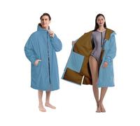 Victoper Waterproof Changing Robe Adults Warm Lining Upgraded Waterproof Inner Pocket Windproof Changing Robes Swimming Surfing (UK, Alpha, One Size, Regular, Regular, one size, blue)