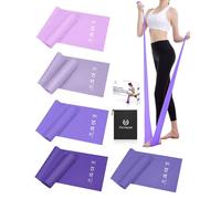 Victoper Yoga Resistance Bands Set of 5, Pilates Band with 5 Resistance Levels Pilates Resistance Bands to Build Muscle Gradient Purple Physio Elastic Exercise Band for Fitness Stretch Yoga