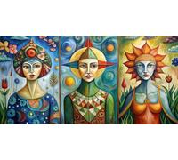 victor brauner style picture one picture on thr - 3x A4 Poster - Triptych rolled in tubes BensArt Triptych set 3 Three Stretched Mounted Multi Panel Wall Art Classic Picture Arts Abstract Artwork Pai