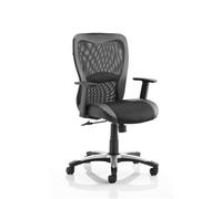 Victor II Executive Chair Black Leather Black Mesh With Arms