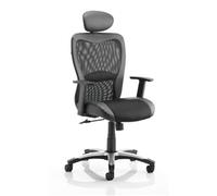 Victor II Executive Chair Black Leather Black Mesh With Arms