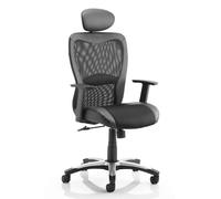 victor ii leather headrest office chair in black with arms