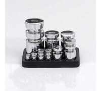 VICTOR ROBERT WELCH DESIGNED METRIC WEIGHTS WITH STAND, CHROMED BRASS & CAST IRON