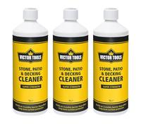 Victor Tools Stone, Patio & Decking Cleaner, 3X1L Super Strength Concentrate, Makes 30L, Of Cleaning Product, Cleans Algae, Moss & Grime