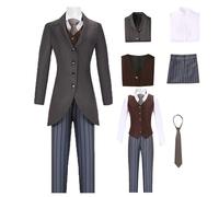 Victor Van Dort Cosplay Costume Corpse Bride Cosplay Unisex Adult Outfit Halloween Party Suit (Brown, S)