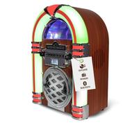 VICTOR VDTJ-1550 Broadway Desktop Bluetooth CD Jukebox Speaker with FM Radio, Multicolor LED Lights and Aux Input - Perfect for Retro Style Music Streaming and Ambient Lighting