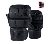Victorbudo USA MMA Gloves, Hybrid Open Palm Heavy Bag Gloves Men Women, Maya Hide Leather Wrist Support, Cage Fighting Combat Sports Boxing Training, Punching Bag Gloves (Black, S/M)