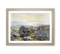 Victore Westerholm Beach Landscape Island Classic Painting Framed Wall Art Print, Ready to Hang Picture for Living Room Bedroom Home Office Décor, Oak A2 (64 x 46 cm)
