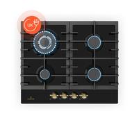Victoria, 4-Zone Gas Hob, 4-Burner, Glass Ceramic, Black