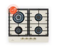 Victoria, 4-Zone Gas Hob, 4-Burner, Glass Ceramic, Ivory