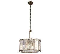 victoria 5 light clear crystal pendant light in antique brass