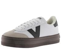 victoria Barcelona Ciclista Trainers 1092172 | Faux Leather & Chocolate Brown Platform Sole & Contrast Panels for Women
