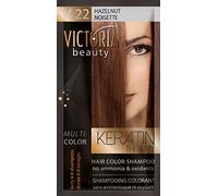 Victoria Beauty Keratin Therapy Hair Colour Shampoo - Temporary Hair Dye, Lasts 4 - 8 washes, Ammonia and Oxidant-Free, Pack of 6x40 ml (Hazelnut)