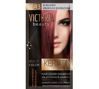 Victoria Beauty Keratin Therapy Hair Colour Shampoo - Temporary Hair Dye, Lasts 4 - 8 washes, Ammonia and Oxidant-Free, Pack of 6x40 ml (Burgundy Red)