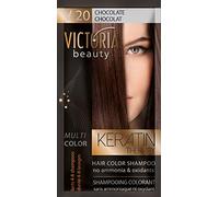 Victoria Beauty Keratin Therapy Hair Colour Shampoo - Temporary Hair Dye, Lasts 4 - 8 washes, Ammonia and Oxidant-Free, Pack of 6x40 ml (Chocolate)