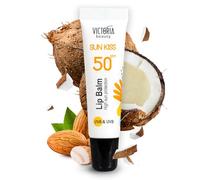 Victoria Beauty Sun Kiss SPF 50 Lip Balm - Lip Sunscreen with Coconut Oil, Sweet Almond Oil, and Hyaluronic Acid, 10ml