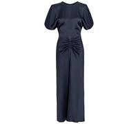 Victoria Beckham Bela Gathered Satin-crepe Midi Dress - Navy - 10 (UK10 / S)