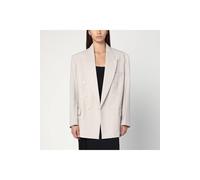 Victoria Beckham Double-Breasted Wool Blend Blazer In Grey Grey 8
