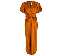 Victoria Beckham Eve Gathered Satin Midi Dress - Bronze - 6 (UK6 / XS)