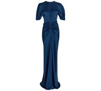 Victoria Beckham Isabella Gathered Satin-crepe Gown - Dark Blue - 8 (UK8 / S)
